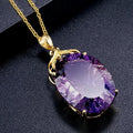 CAOSHI Customable Elegant Big Oval Shaped Purple Crystal Cubic Zirconia Necklace for Wedding Gold Plated Pendant Necklaces Women