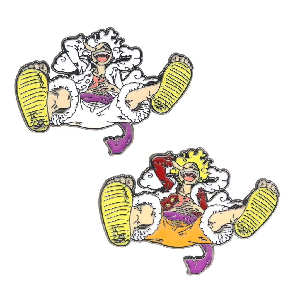 Hot Anime Characters 5 Gears God of the Sun Nica Shape Luffy Badge Alloy Enamel Anime Cartoon Book Bag Brooch