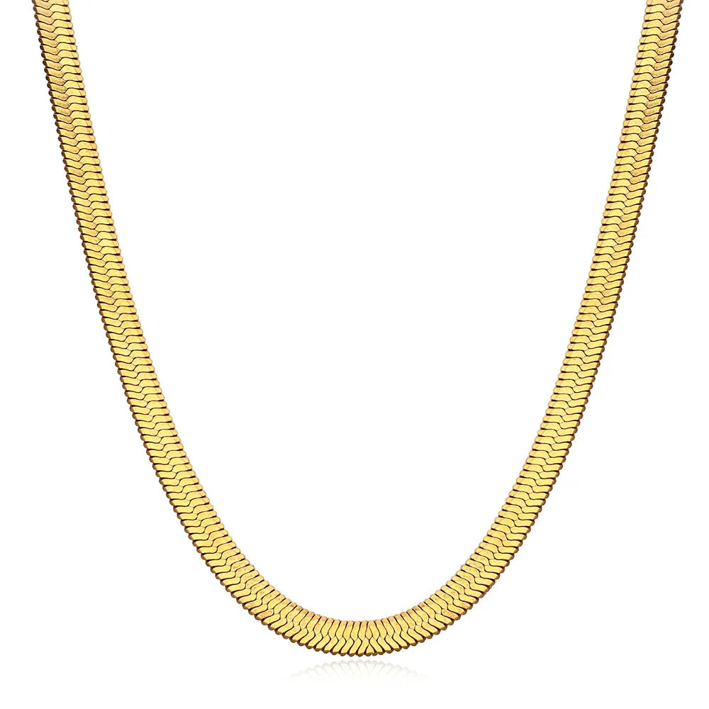Minimalist Stainless Steel PVD Plating 4mm 45cm 50cm 55cm 60cm  Gold Plated Herringbone Snake Chain Necklace