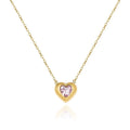 Joolim Jewelry 18K Gold Plated Love Heart Pink Zirconia Pendant Dainty Necklace Stainless Steel Jewelry Wholesale Tarnish Free