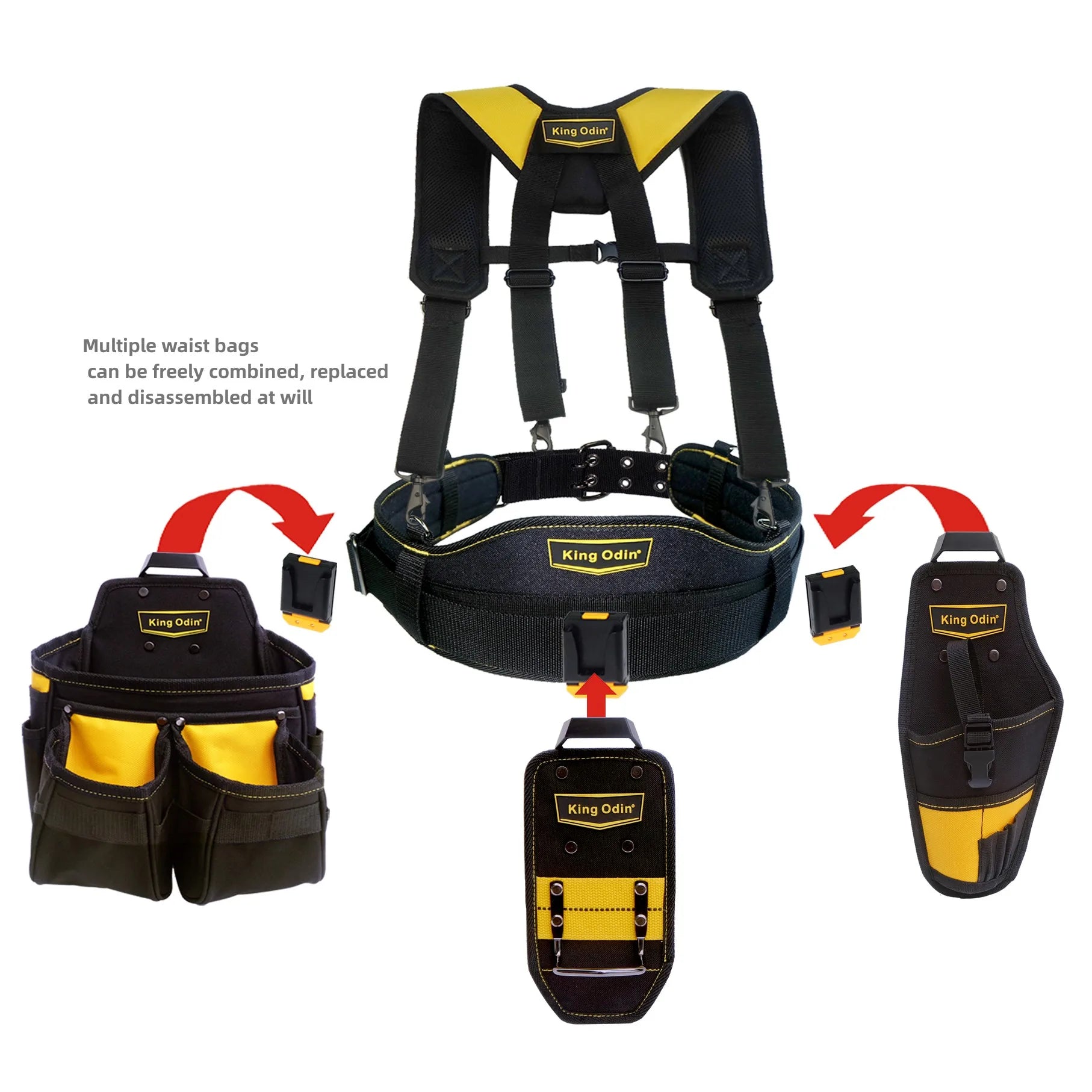 Multiple Waist Bags  Freely Combined Tool Belt With Clip-on Tech System Tool WaIst  Bag
