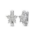 Dylam Spring Blossom Flower Fine Jewelry S925 Silver Rhodium Plated Flower Shape 5A Cubic Zirconia Hoop Earrings for Women