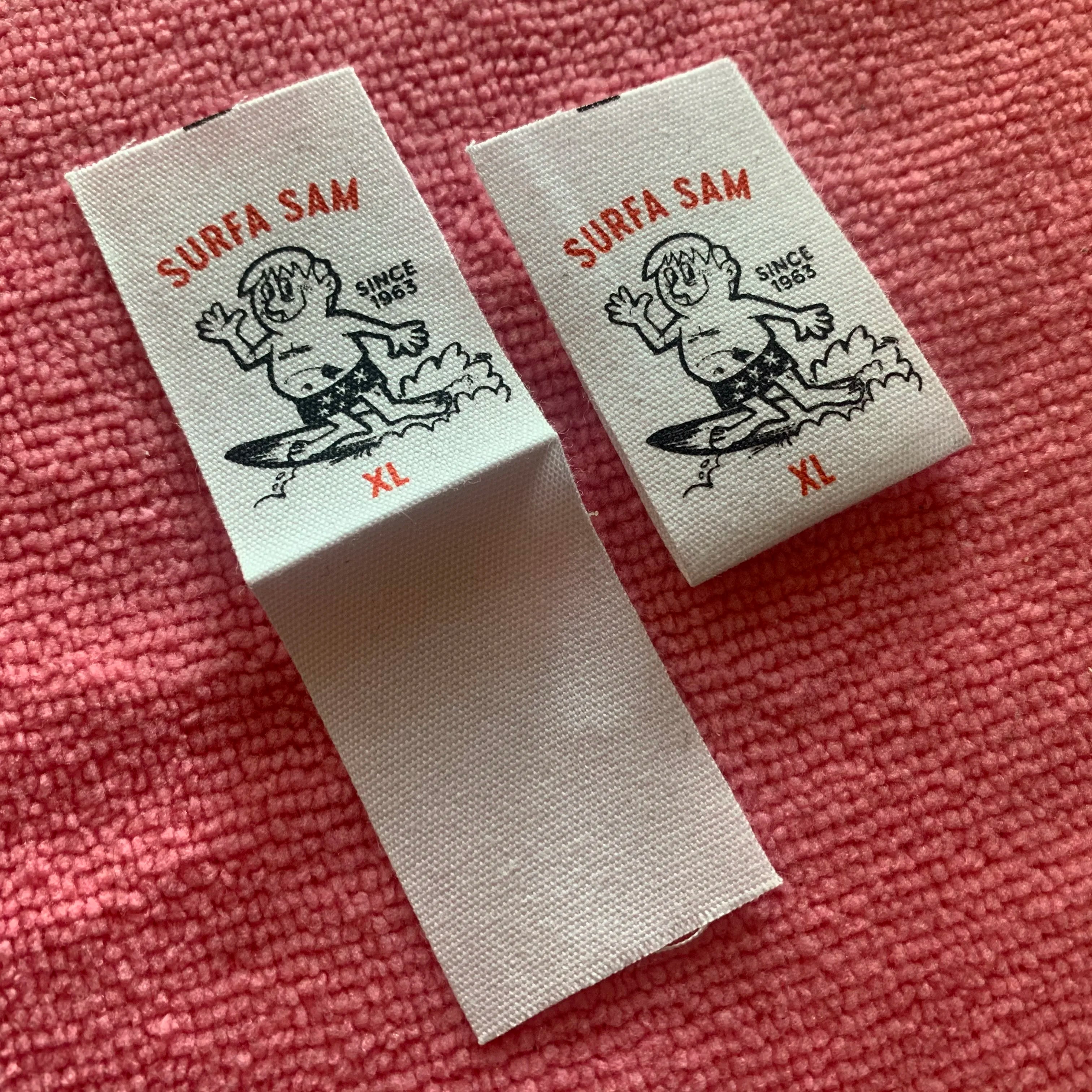 Center Fold Silk Screen Printing Cotton Canvas Labelbrand Size Organic Cotton logo Tags for Clothes