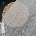 Manufacture Woven 100% Cotton Swiss Voile Lace White Pink Wave Stripe Poplin Eyelet Embroidery Fabrics Girl Dress