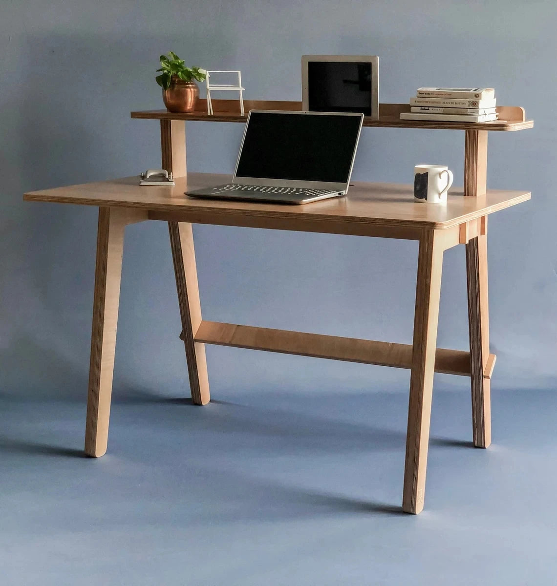 Economic & Creative Double Layer Modern Computer Desk Simple Plywood Office Student Writing Laptop Desk for Bedroom for Students