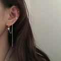 New Elegant Charm Moon and Star Pendant Earrings Asymmetric Star Half Round Long Tassel Drop Earring for Women