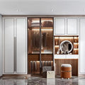 2024 Luxury Glass Wardrobe Aluminum Wood Door Furniture Bedroom Walk in Wardrobe