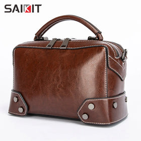 2020 Trending Wholesale Genuine Cowhide Leather Hand Bags Soft Mini Bags Rivet Retro Newest Check Girls Women Handbags
