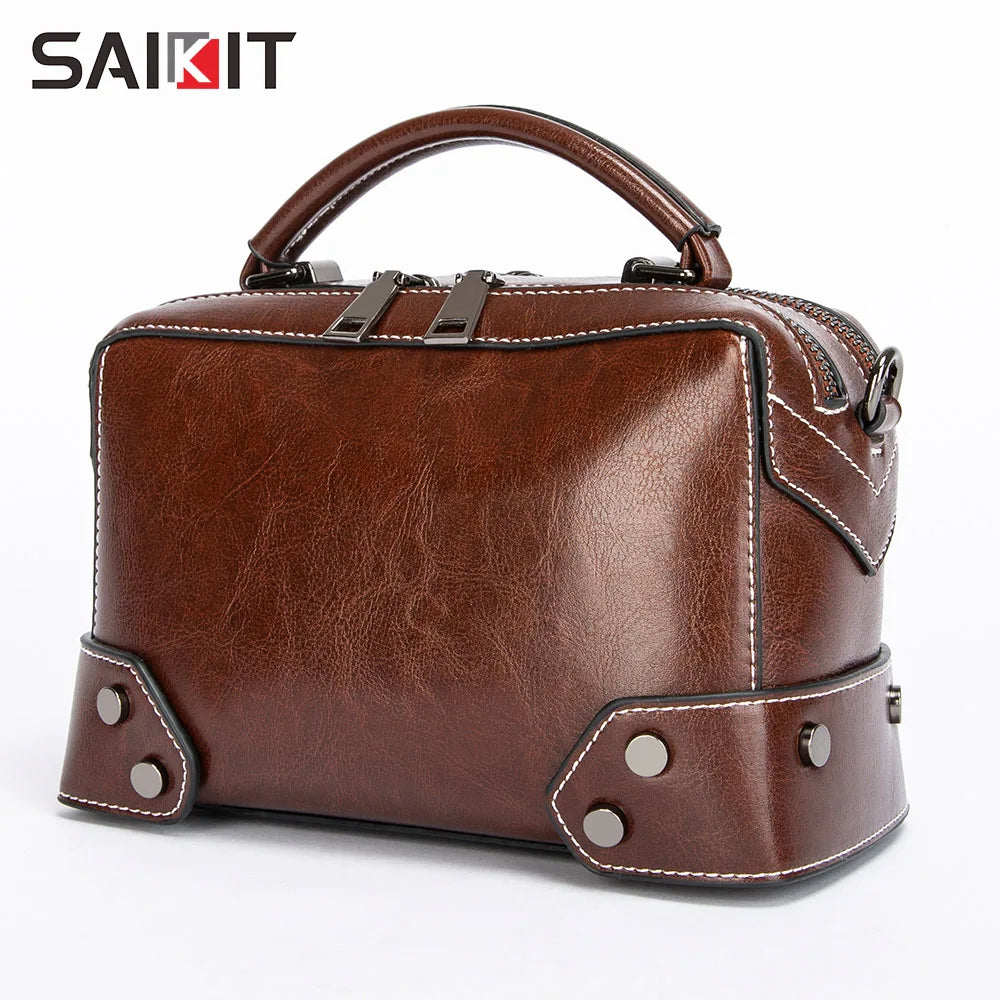 2020 Trending Wholesale Genuine Cowhide Leather Hand Bags Soft Mini Bags Rivet Retro Newest Check Girls Women Handbags MegaBDM