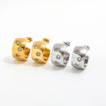 Trendy Earring 18K Gold Plated Cambered Band C Dainty Zirconia CNC Hoop Earrings Stainless Steel Earrings Wholesale