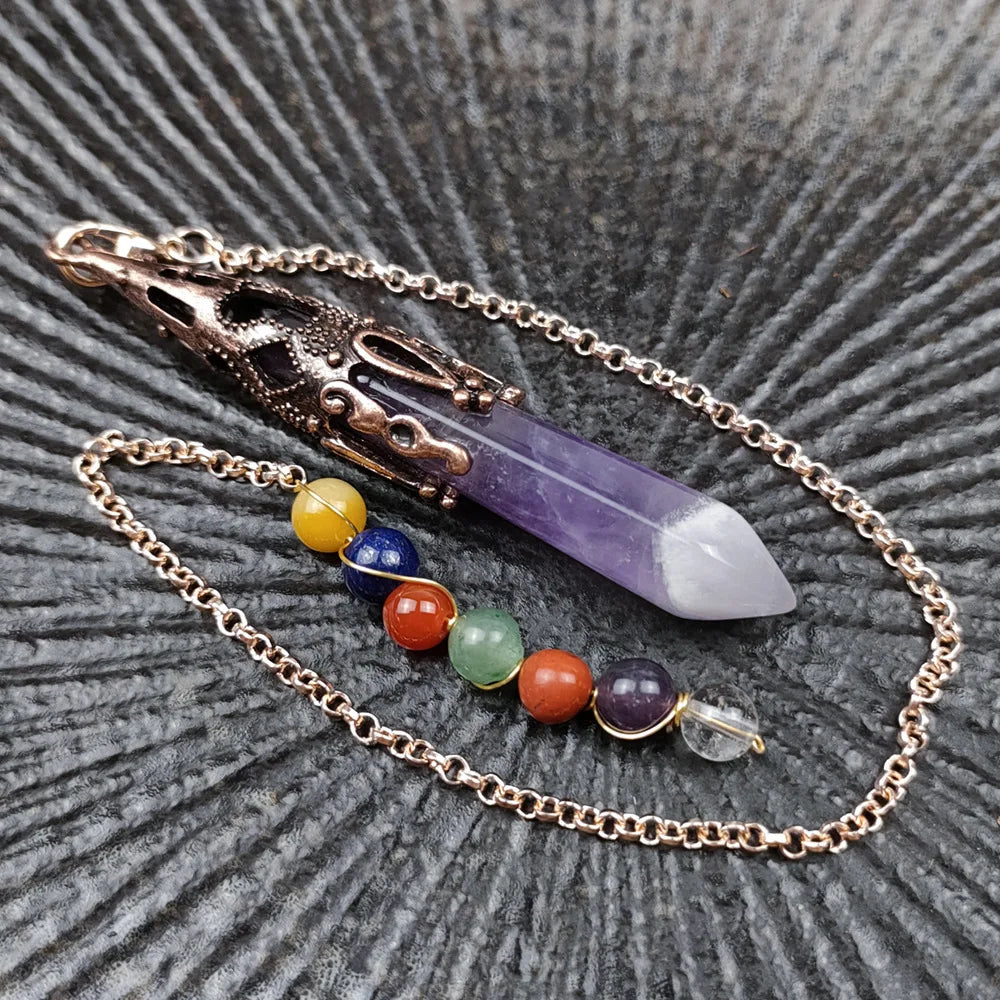 DIY Online shop point wand pendulum gemstone necklace energy pendulum for healing or fengshui decoration gift gift