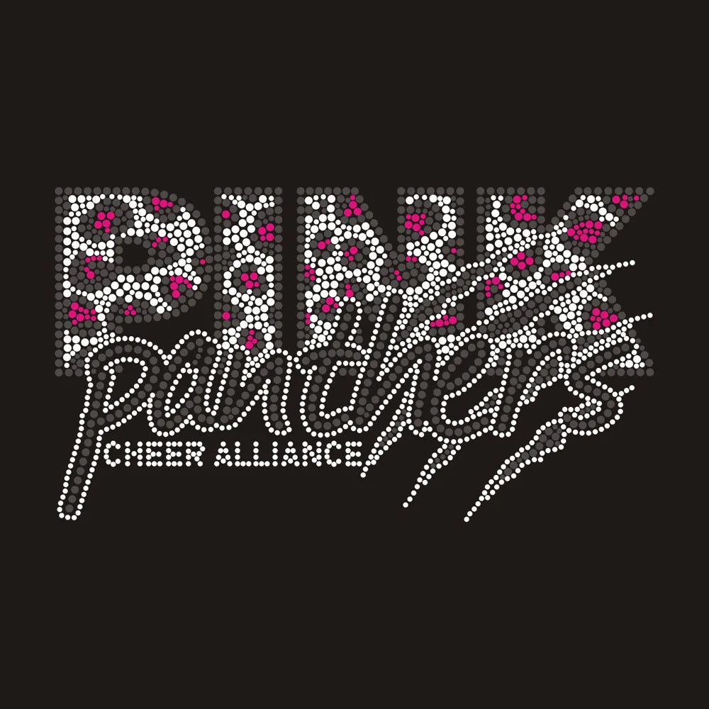 Pink Panthers Letters Design Bling Star Heart Rhinestone Iron on Transfer Design Custom Hotfix Motif
