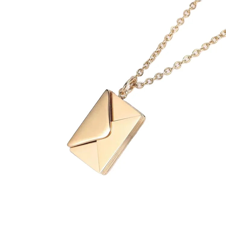 Envelopes Cute Couple Necklaces Valentine Gifts Stainless Steel Can Open Gold Plated Locket Love Slots Necklace