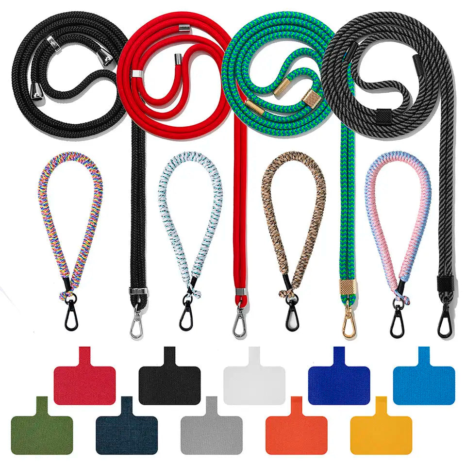2023 Adjustable Crossbody Phone Neck Strap Tether Mobile Cell Phone Round Rope Lanyard With Nylon Patch Tab for All Smartphone