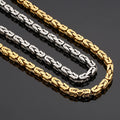 KALEN 8mm Byzantine Stainless Steel Flat Link Chain Silver Gold Byzantine Necklace for Men