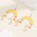 Multi Colors Bohemian Abalone White Puka Cowrie Shell Drop Seashell Beach Holiday Raffia Earrings Half Hoop Jewelry for Women