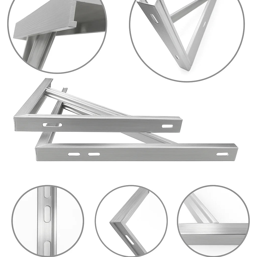 Heavy-Duty Aluminum Air Conditioner Support Bracket Wall-Mounted Equipment Stand with Pre-Drilled Holes for Outdoor Units