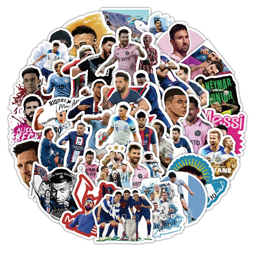 2024 New 50PCS Cool Inspirational Player Ronaldo Sport Football Super Stars Collection Messi Sticker