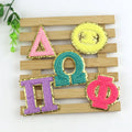 Wholesale White Greek Letter Towel Embroidered Patch Golden Onion Powder DIY Embroidery Chapter Adhesive
