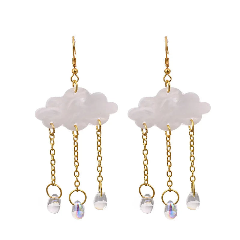 Unique Creative Acrylic Cloud Rain Pendant Earrings for Women and Girls Vintage Minimalist Wedding Party Gift Jewelry
