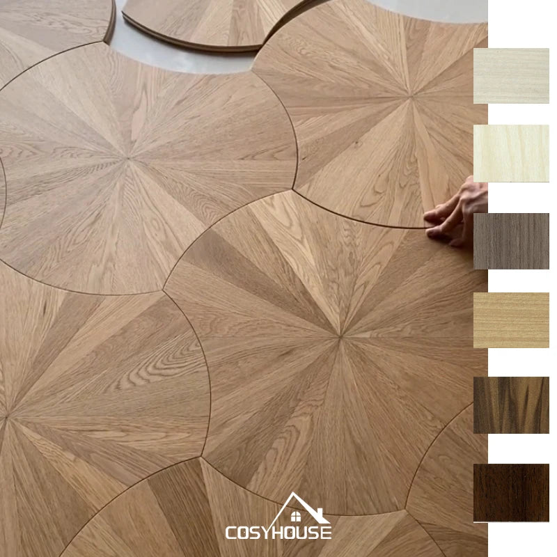 Modern Leaf Design Parquet Engineered Wooden Flooring Solid Hardwood White Oak Floor Hybrid Wood Parquet Flooring
