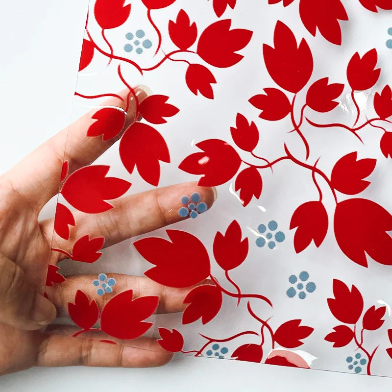 Custom Colored Flower Design  clear  TPU Transparent Plastic Soft PVC Film for Bags  Hair Bows Jewelry Making