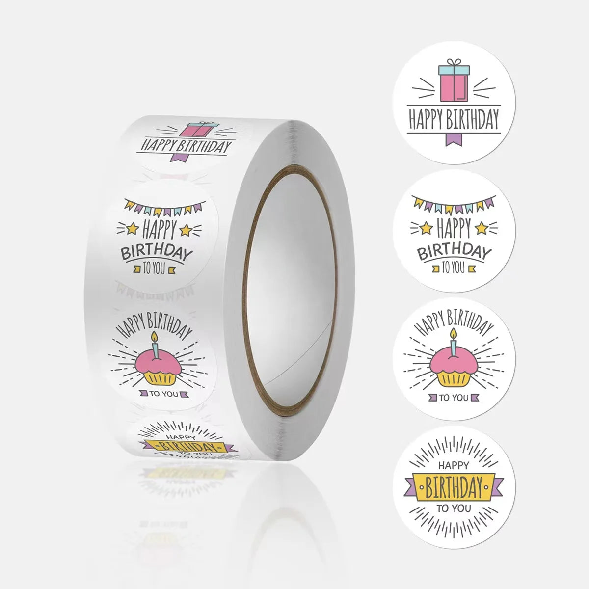 E-500PCS/Popular Free Design Happy Birthday Sticker Label Office Stationery Decorative Label Wholesale