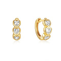 New Design Bezel Setting 18k Gold Plated 925 Sterling Silver clear Cz Gemstone Heart Hoop Earrings for Women
