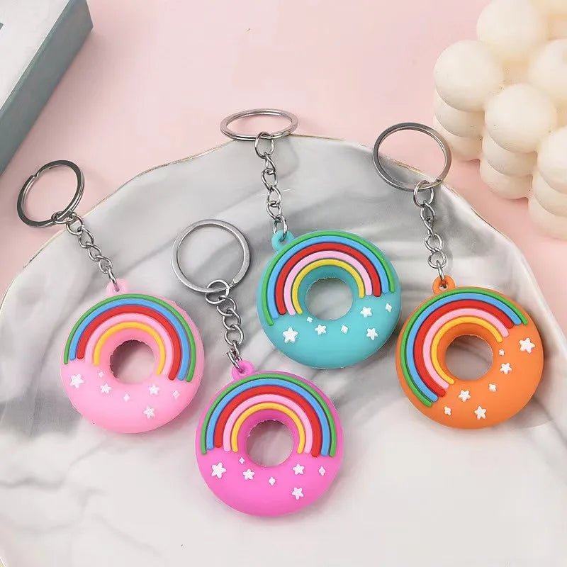 Rainbow Donut Pendant Simulation Food Cake Key Chain Donut Key Chain Hot Sale Small Gift