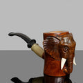 MUXIANG Handmade Carved Elephant Briar Wood Tobacco Pipe Cumberland Stem Smoking Pipe