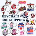 Wholesale Custom Trend Design USA Slogan Decor Backpack Carkey Pvc Accessories Cowboy Pink Girl American Ball Sport Keychain
