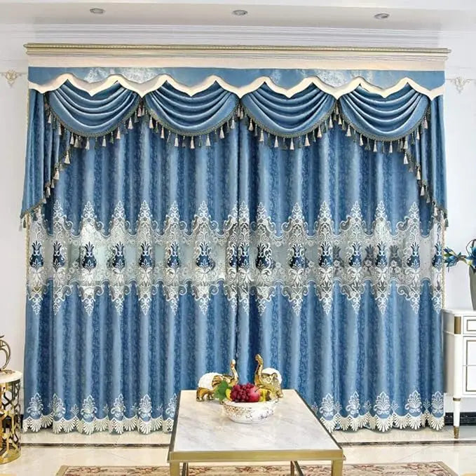 Luxury New Embroidery Blackout Window Curtains Vintage Pattern Grommet Door Curtains for Living Room