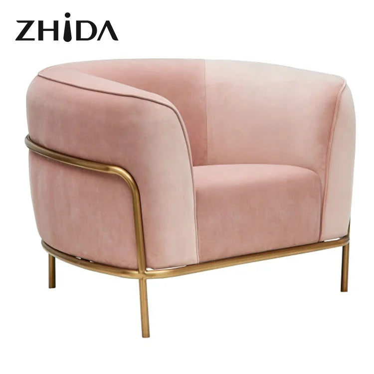 Italian Design Home Furniture 1 Seater Velvet Single Sofa Living Room Furniture Luxury Armchair Bedroom Accent Lounge Chair