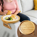 Nordic Style Eco-Friendly Durable Bamboo Wood Sofa Arm Clip Tray with Foldable Design for Tea & Snacks