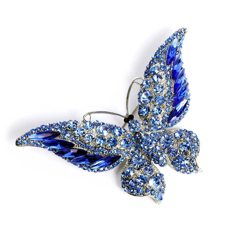 2022 Retro New Crystal Big Butterfly Brooch Fashion Accessory for Women Children's Wedding Bulk Animal Insect Ladies Brooch Pin