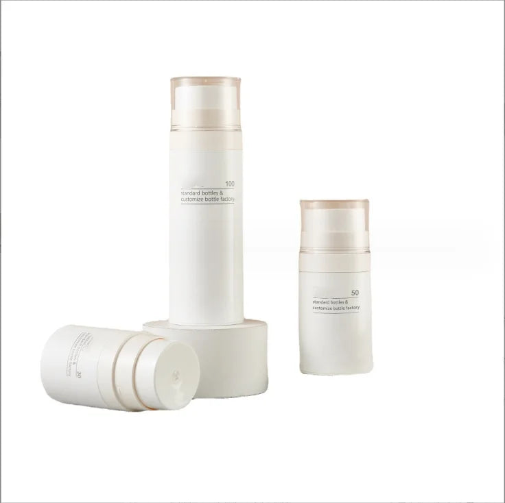 30 50 100ML  Travel Vacuum Bottle Full Cover Pump Head Essence Plastic Bottle Cosmetic Packaging Materials