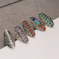 Vintage Silver Plated Brass Gemstone Ring for Women's Engagement & Wedding