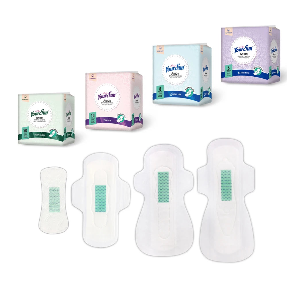 YourSun OEM Women's Ultra Thin Winged Breathable Soft Non Woven High Absorbent Sanitary Napkin Night Use