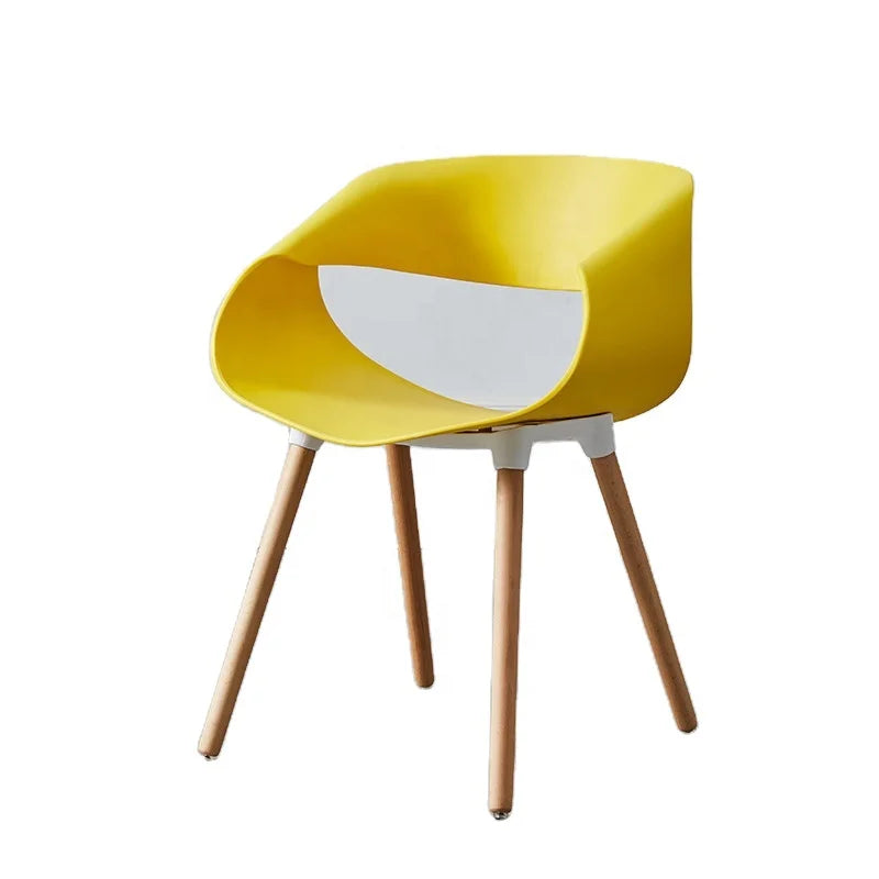 Wholesale New Design Colorful Cafe Restaurant Chairs Plastic Dining Chair pp Plastic Chairs with Wooden Leg