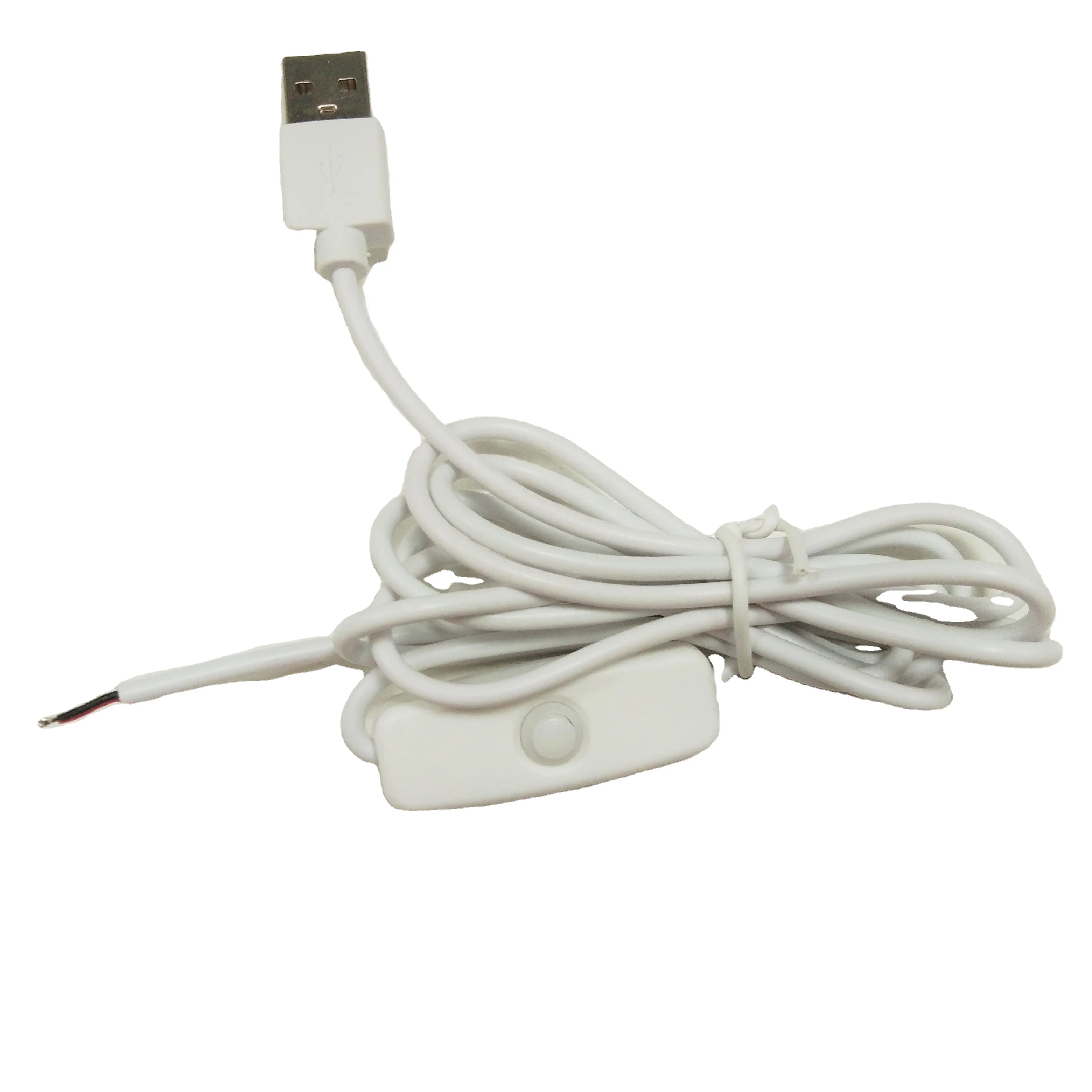 5V USB Power Supply Cable 2 Pin Wire USB Male Charger Charging Cord Extension with ON/OFF Switch for DIY LED Strips fairy Lights