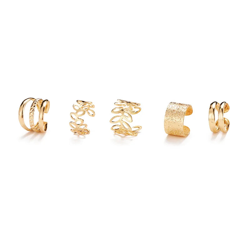 SC 2022 Women's Adjustable Non-Piercing Ear Cuffs Earrings Clip on Cartilage Helix Wrap Hoop Stainless Steel Earrings