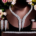4Pcs Dubai Brilliant CZ Heave Crystal Big Luxury Necklace Earrings Dinner Party Wedding Bridal Costume Jewelry Sets for Women