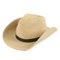 SH-1009 Striped Style Women's/Men's Paper Summer Sun Beach Straw Western Cowboy Hat Strap Outdoor Wide Brim Hat for Daily Party
