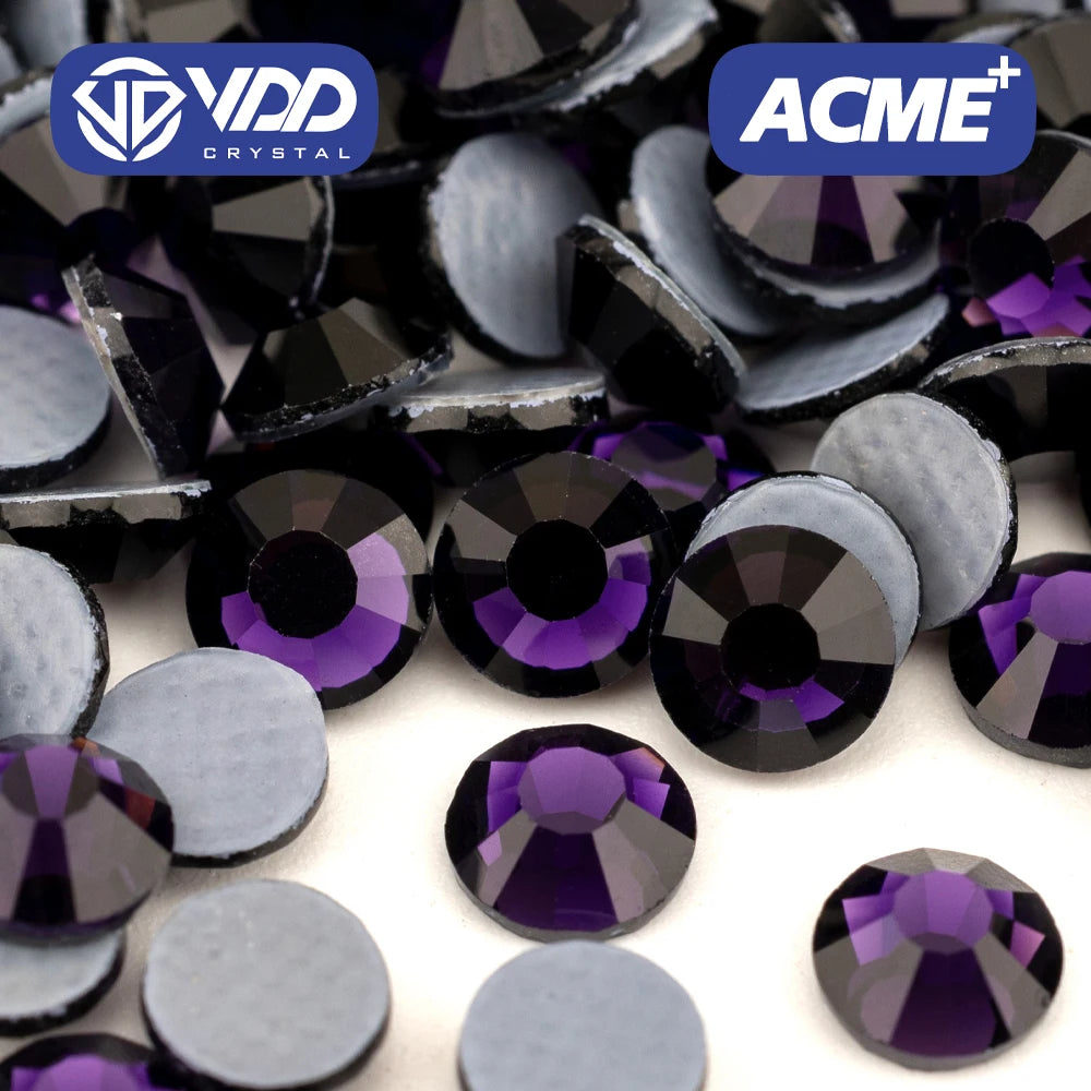VDD 052 Eggplant ACME+Series Top Quality Hot-Fix Glass Rhinestones Crystal Flatback Strass Stones for DIY Garment Accessories