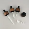 Kard Wood Dropper Cap 20 mm Cosmetic Dropper 20/410 Wooden Cap Serum Dropper with Glass Pipette for Essential Oil Packaging