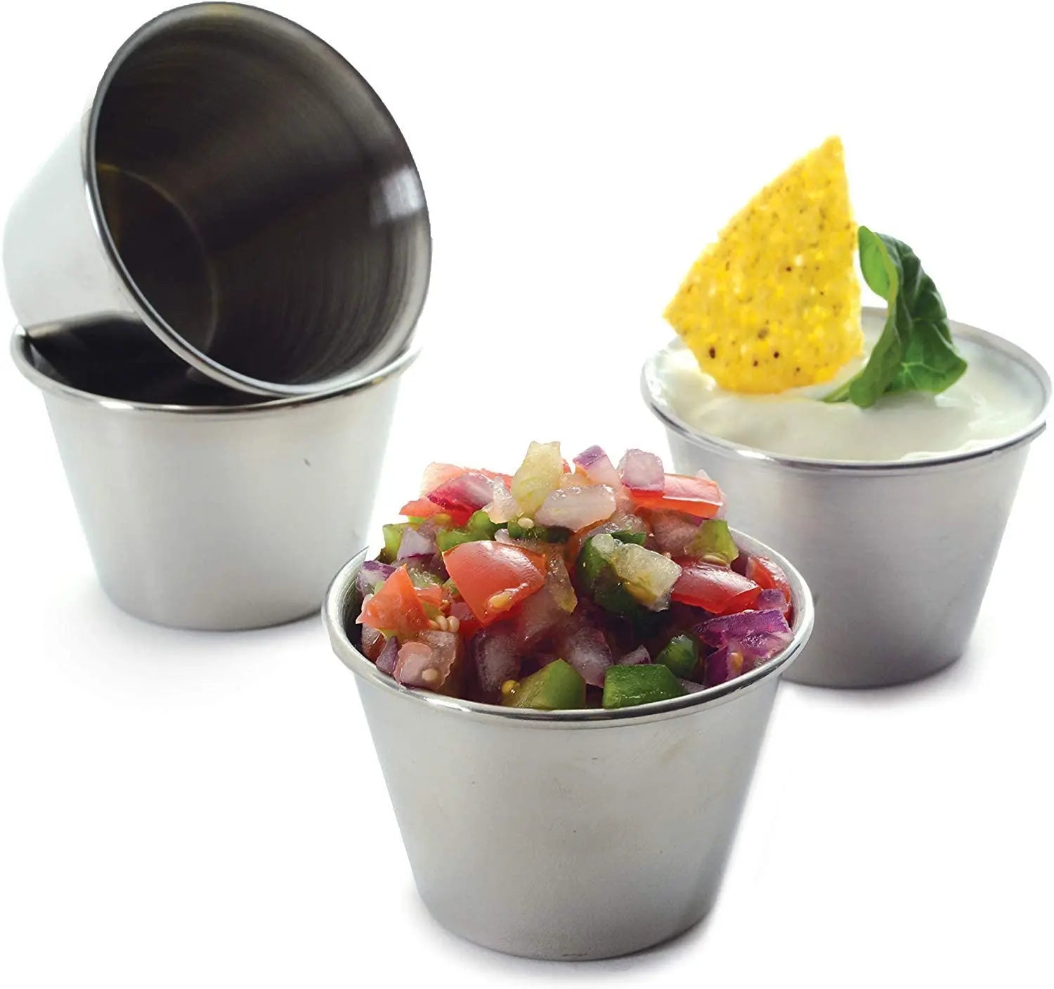 2.5-Ounce Stainless Steel Round Ramekin Condiment Sauce Cups