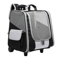 Wheeled Pet Carrier Backpack Breathable Two in One Comfort Cat Backpack Removable Rolling Wheels Trolley Cat Dog Travel Bag
