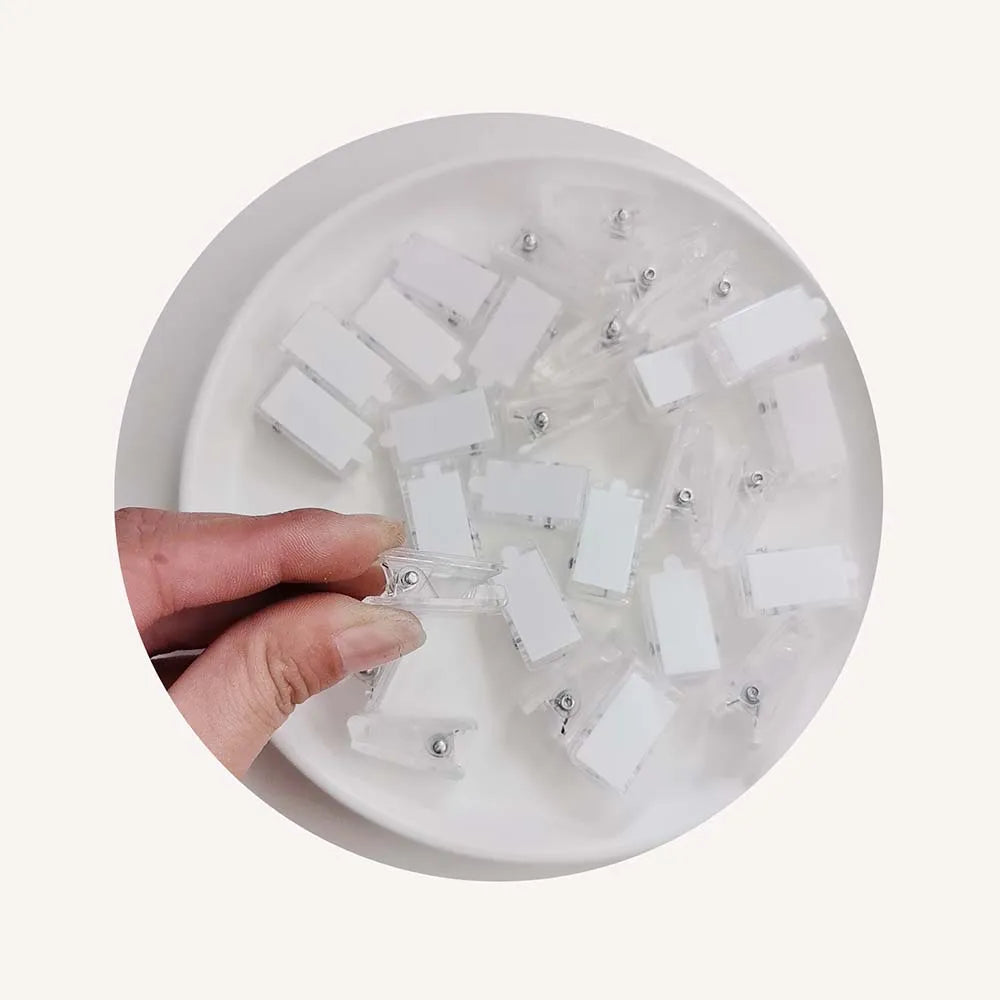 100Pcs/Lot Double Sided Self Adhesive Clips Transparent Sticky Hanging Spring Clips for Office Poster Photo Decorations