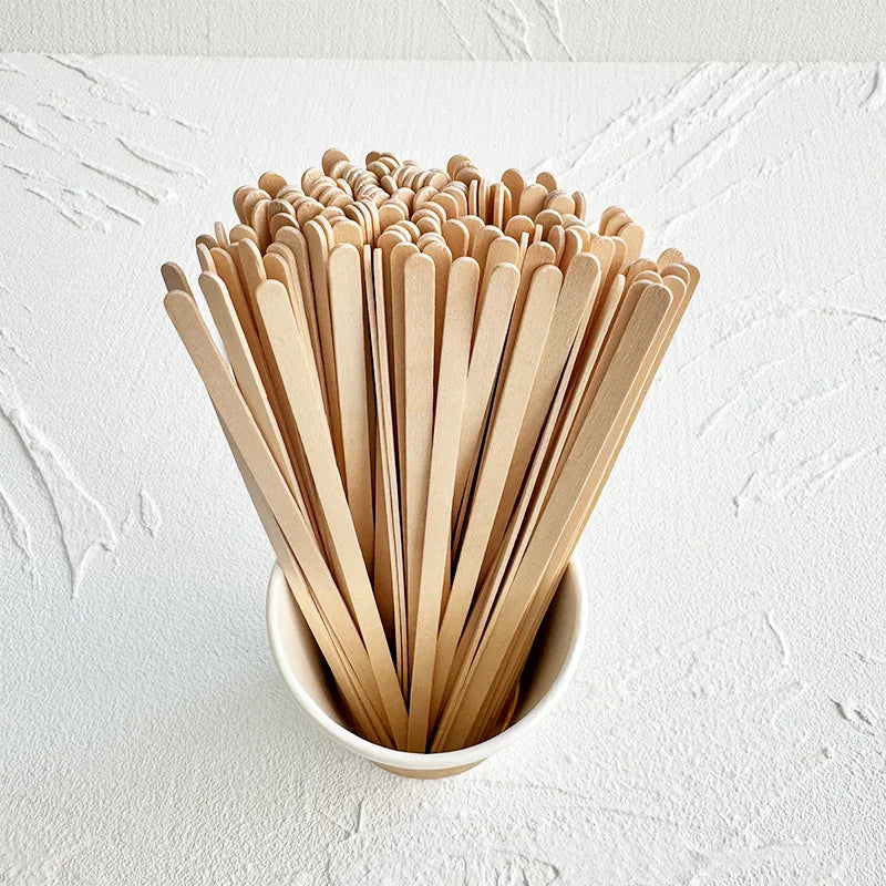 Disposable Food Grade Eco-Friendly Wooden Coffee Tea Sticks Muddler Paper Wrapped Biodegradable