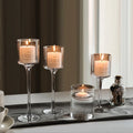 Glass Candlestick Romantic Candlelight Dinner Tall Candlestick Wedding Birthday Hotel Restaurant Water Floating Candle Cup